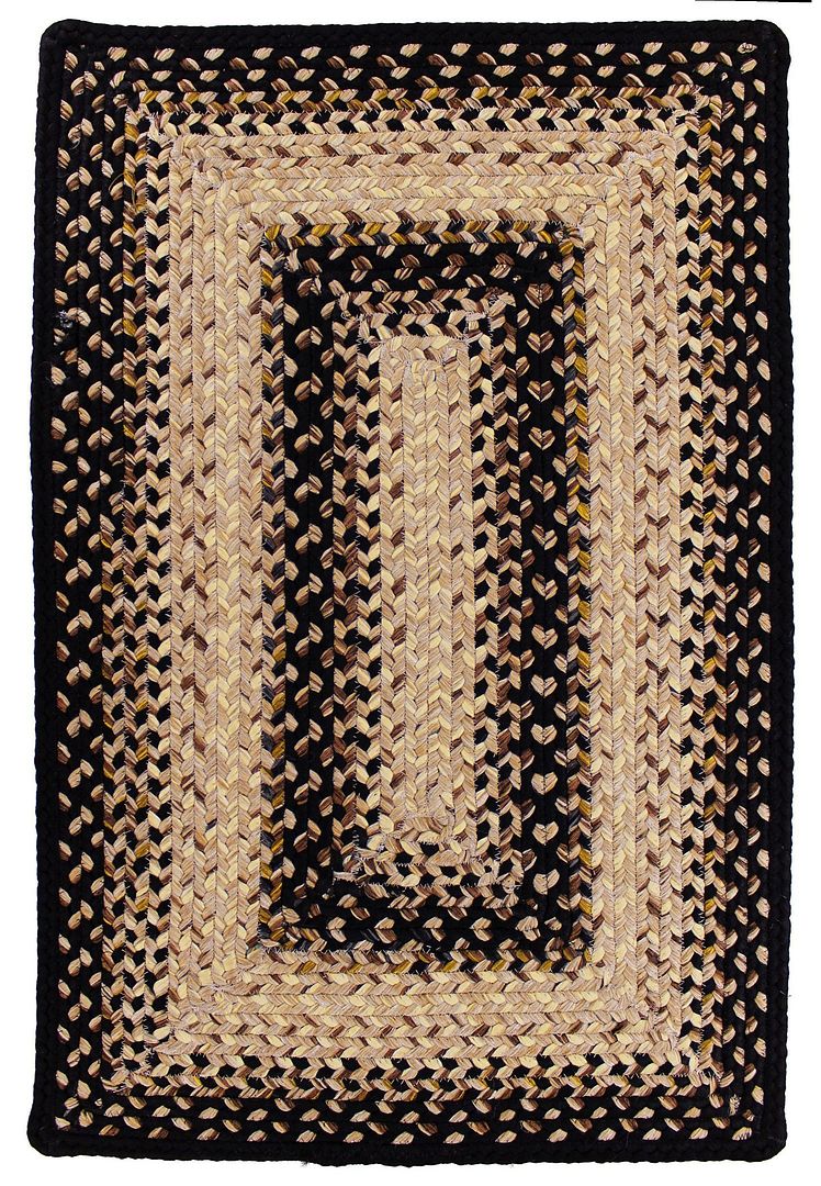 Ultra Durable Washable Braided Area Rug Rectangle Indoor Outdoor Black